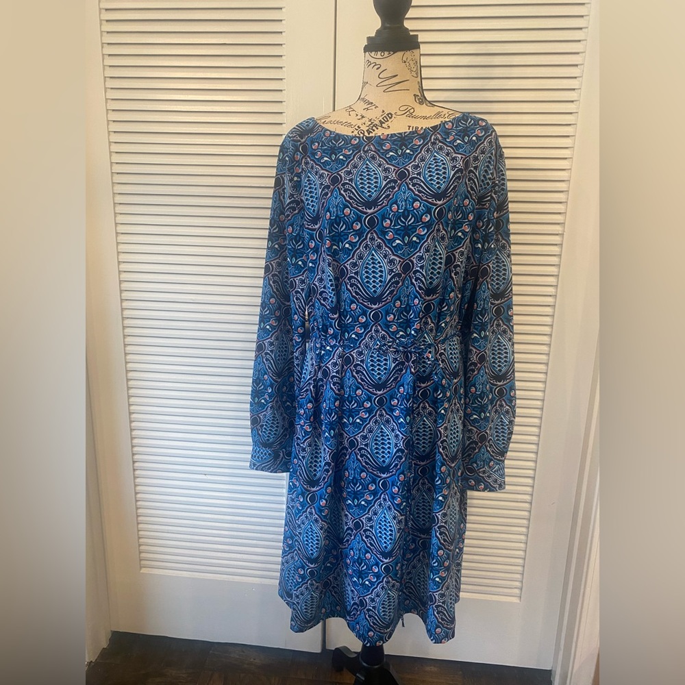 NWT - LOFT long sleeve midi dress, tied waist - size XL